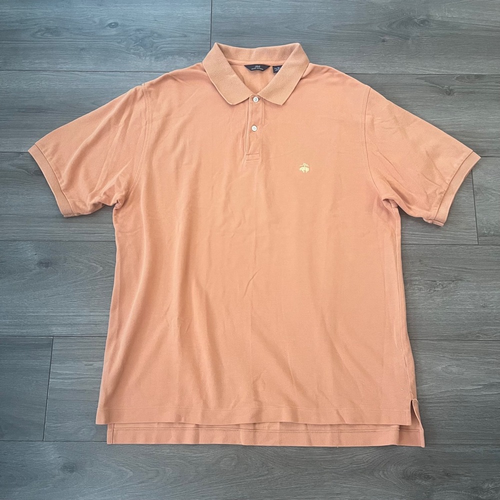 Brooks Brothers 346 Mens XL Peach Orange Cotton Pique Short Sleeve Polo Shirt